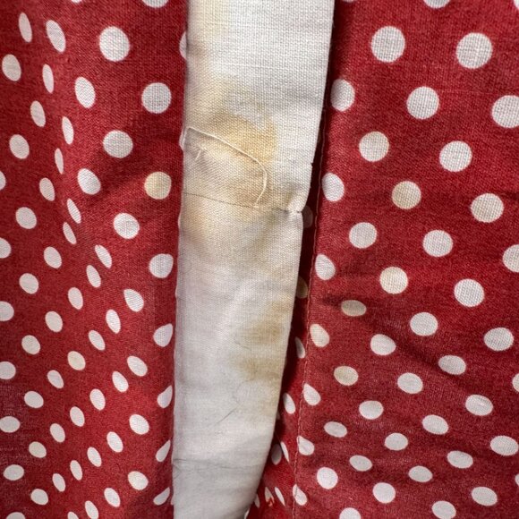 Vintage 1950s Red & White Polka Dot Button-Up House Dress With Short Sleeves - Picture 4 of 16